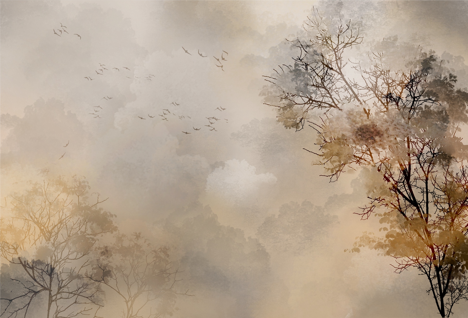 [创意安博网页版 - 附件|装饰画/墙饰|办公安博网页版|安博anbo（中国）安博网页版|迷雾从林-原创定制壁画]