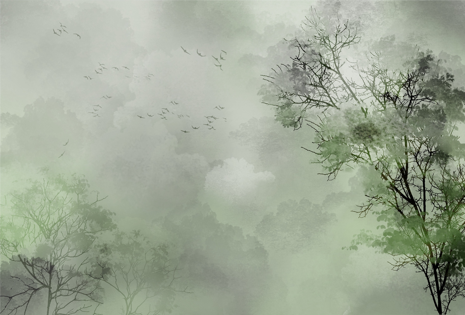 创意安博网页版 - 附件|装饰画/墙饰|办公安博网页版|安博anbo（中国）安博网页版|迷雾从林-原创定制壁画