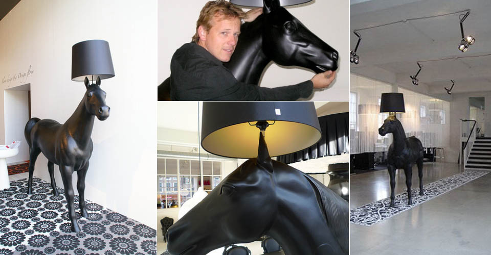 现代经典灯饰|落地灯|办公安博网页版|荷兰 Moooi Horse Lamp 动物系列 黑马 落地灯